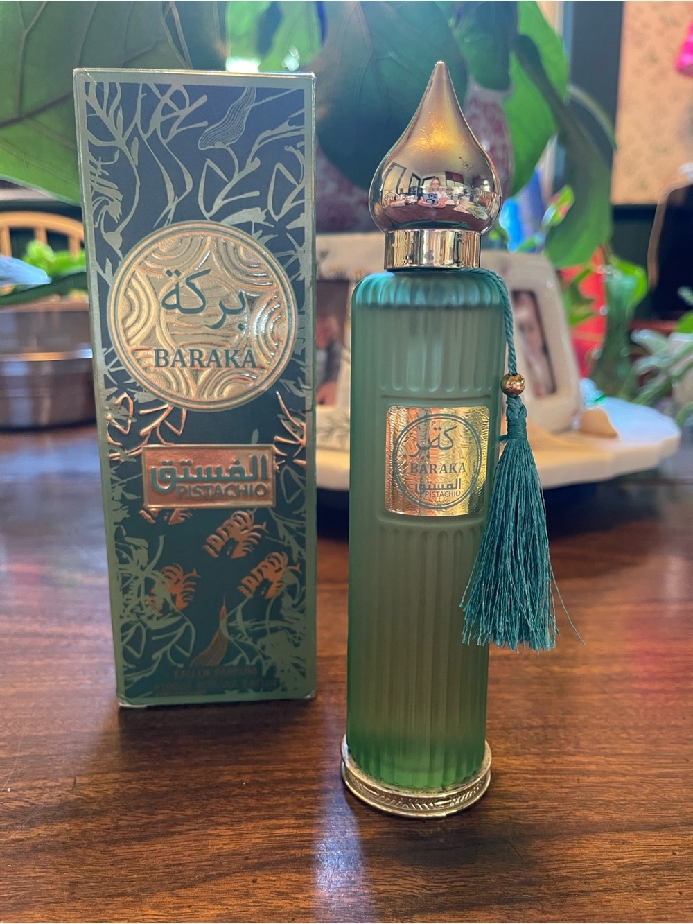 Metallic Gold Text on Deep Teal Fragrance Box